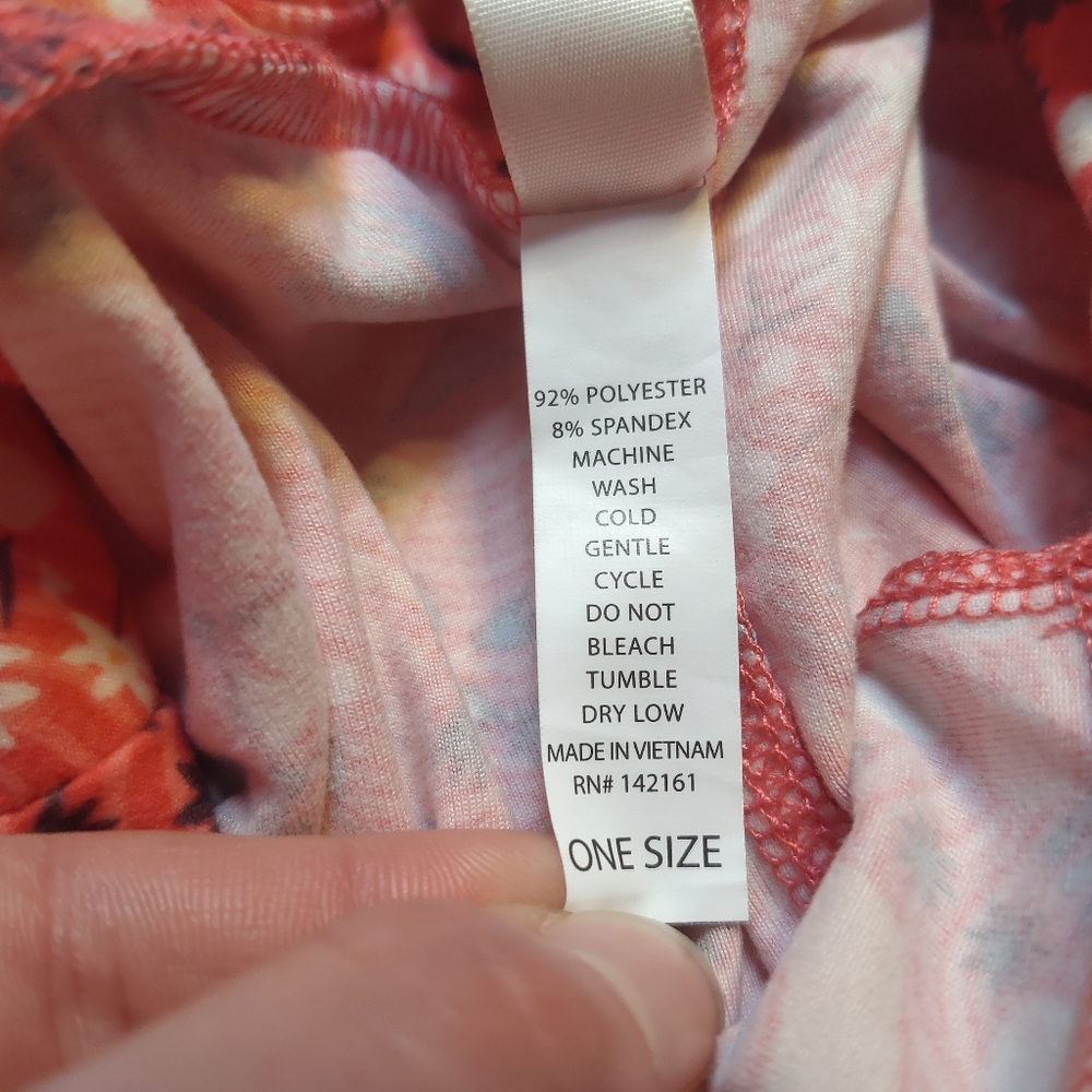 LuLaRoe Leggings Women's One Size Pink Floral Bottoms Skinny Leg Pants - Picture 10 of 10